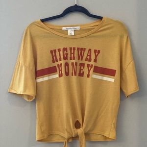 Yellow, cropped shirt, size medium, highway honey
